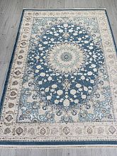 Пушистый круглый ковер DELINA A050B D.BLUE / CREAM