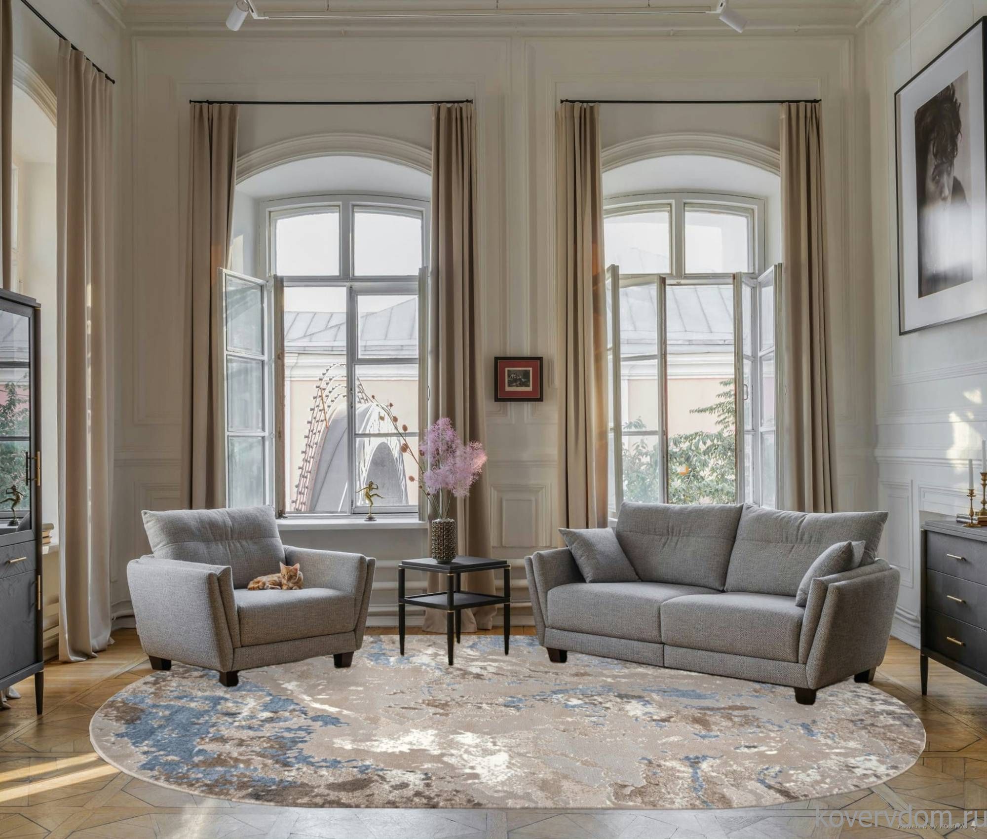 Ковер PARADIZE 00085A L.BLUE / BEIGE Овал