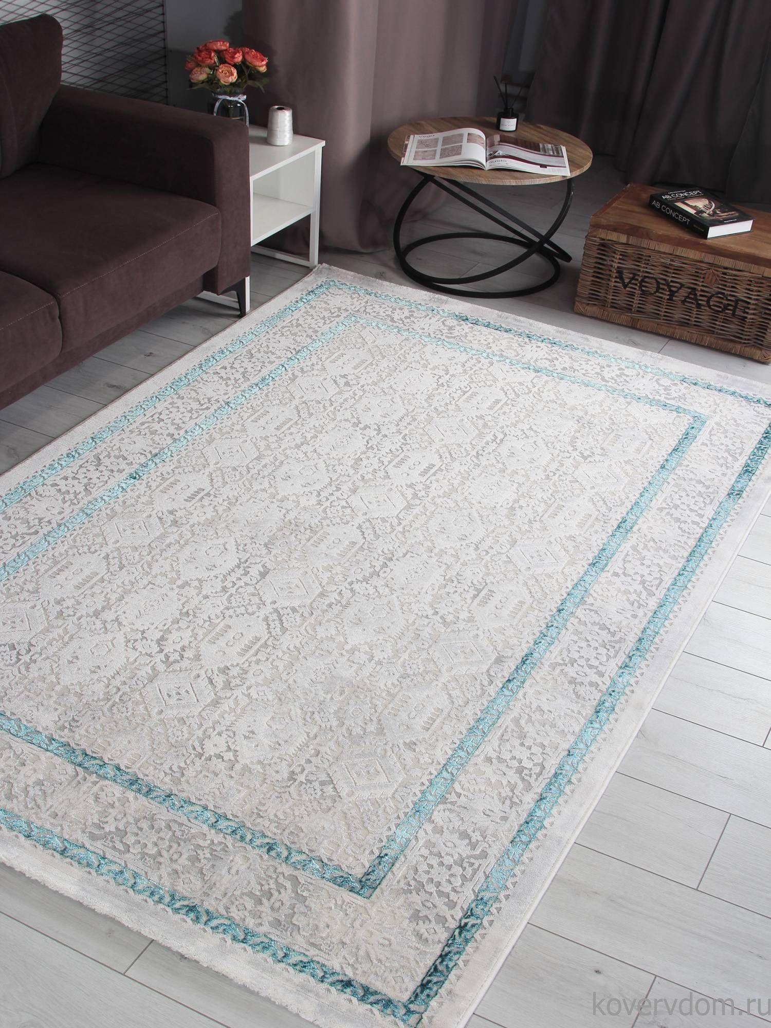 Ковер AMELI 9255A S.L.GREY / P.TURQUOISE