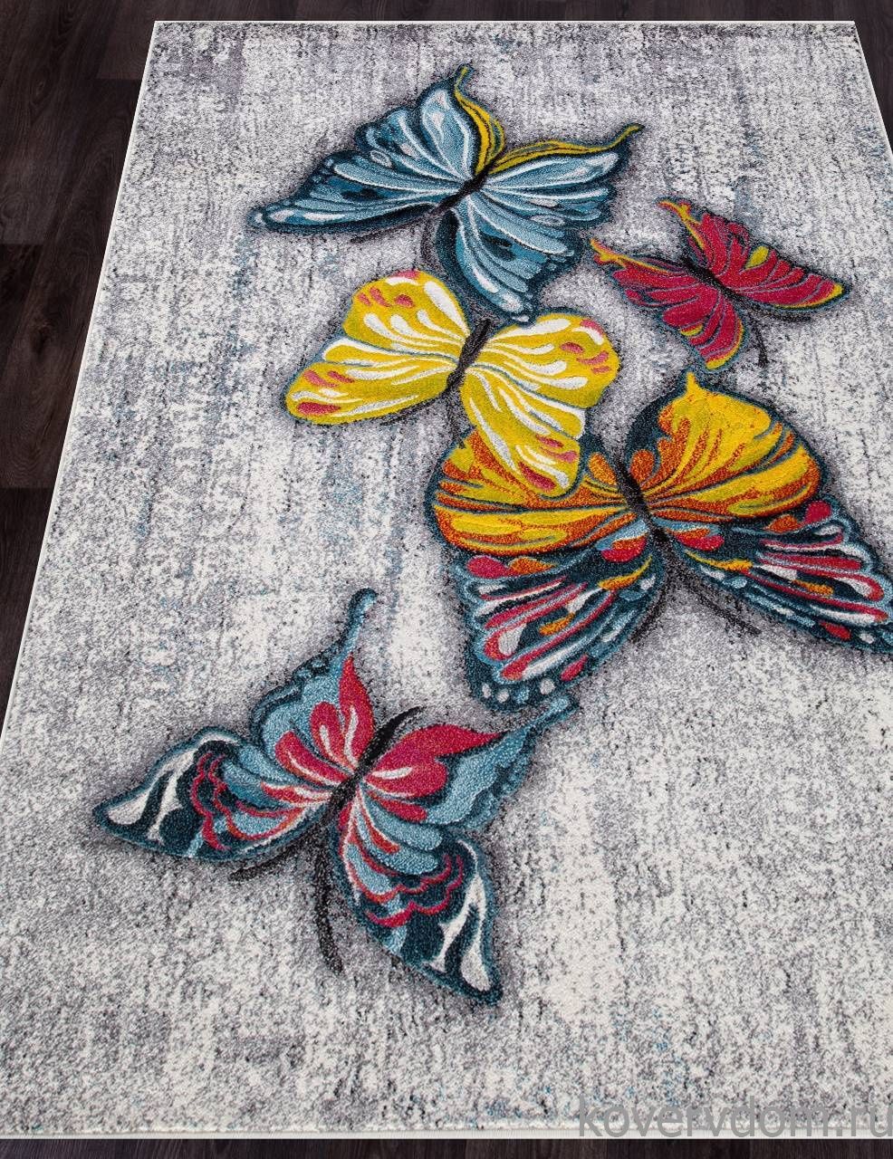Ковер с бабочками RIO C064 GRAY-MULTICOLOR